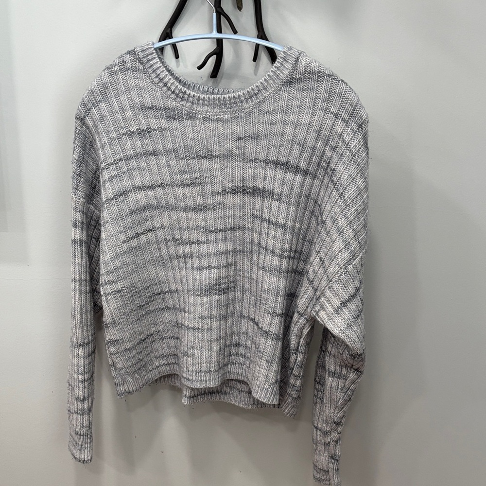 Lucky Brand Light Gray and Blur Ribbed Sweater